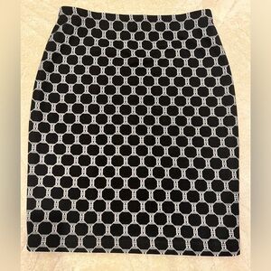 cleo Black & White Geometric Knit Pencil Skirt Size Small Petite